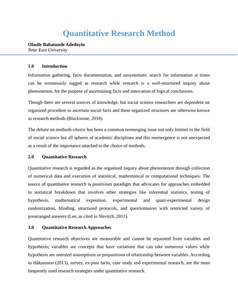 short quantitative research examples pdf